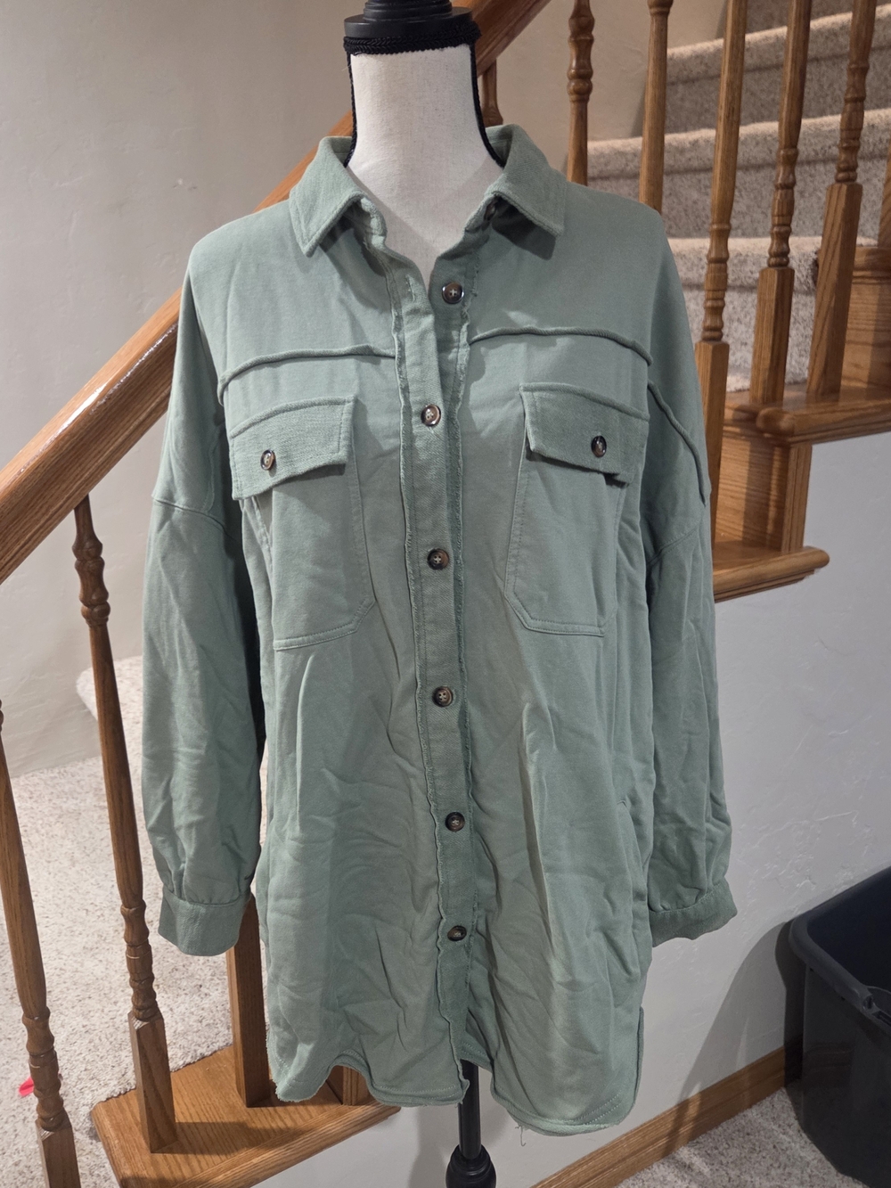 Oversized Utility Shirt Jacket in Sage Green